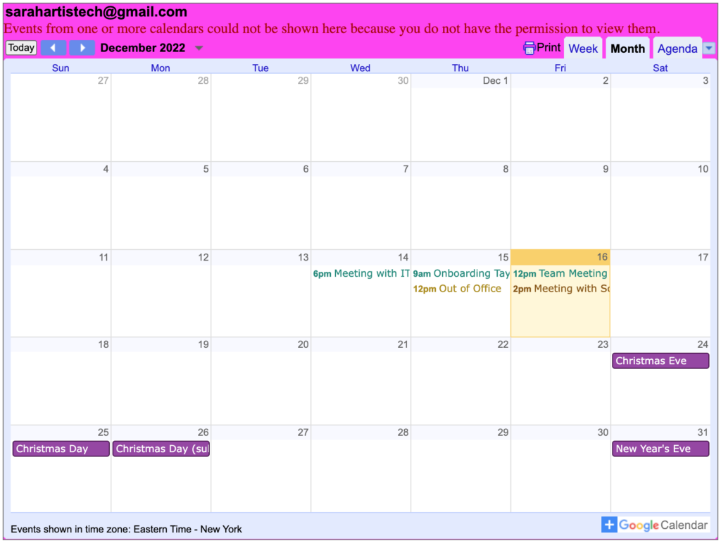 How to Change the Colors on a Google Calendar Embed